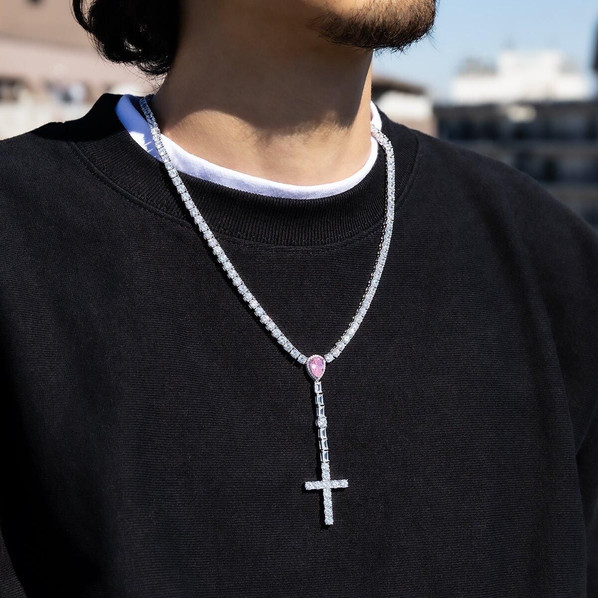 シルバー テニスロザリオネックレス 幅4mm 50cm TNS-ROS-PK