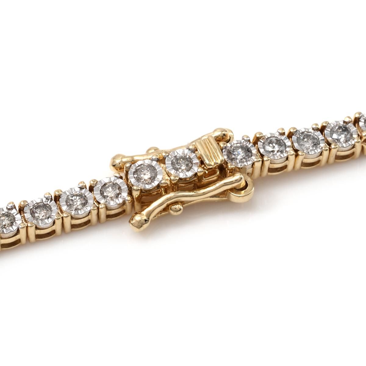 ダイヤモンド 10K イエローゴールド テニスネックレス 幅3mm 46cm-51cm