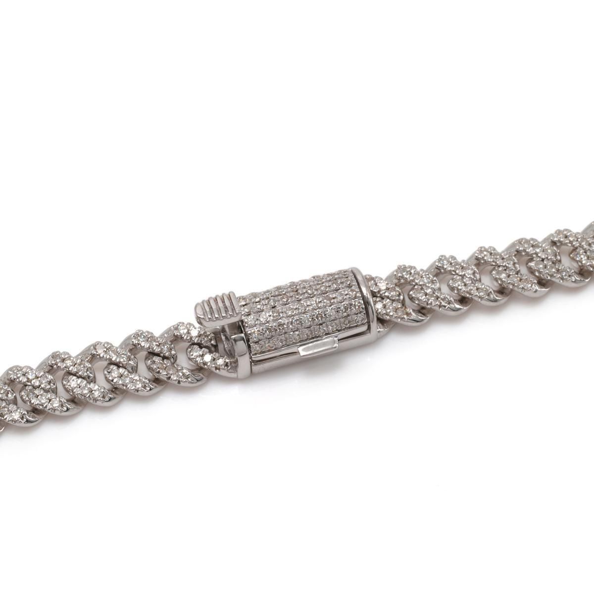 ダイヤモンド 10K ホワイトゴールド マイアミネックレス 幅5.8mm 51cm