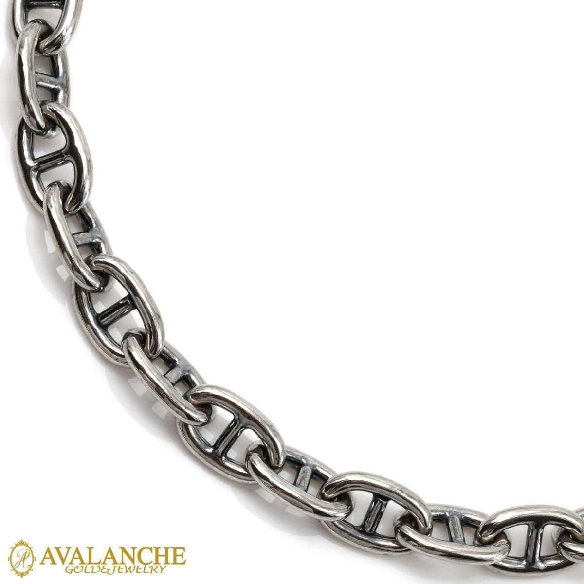 シルバー アンカーネックレス 幅7mm 45cm-55cm いぶし加工 GIU074-LOX