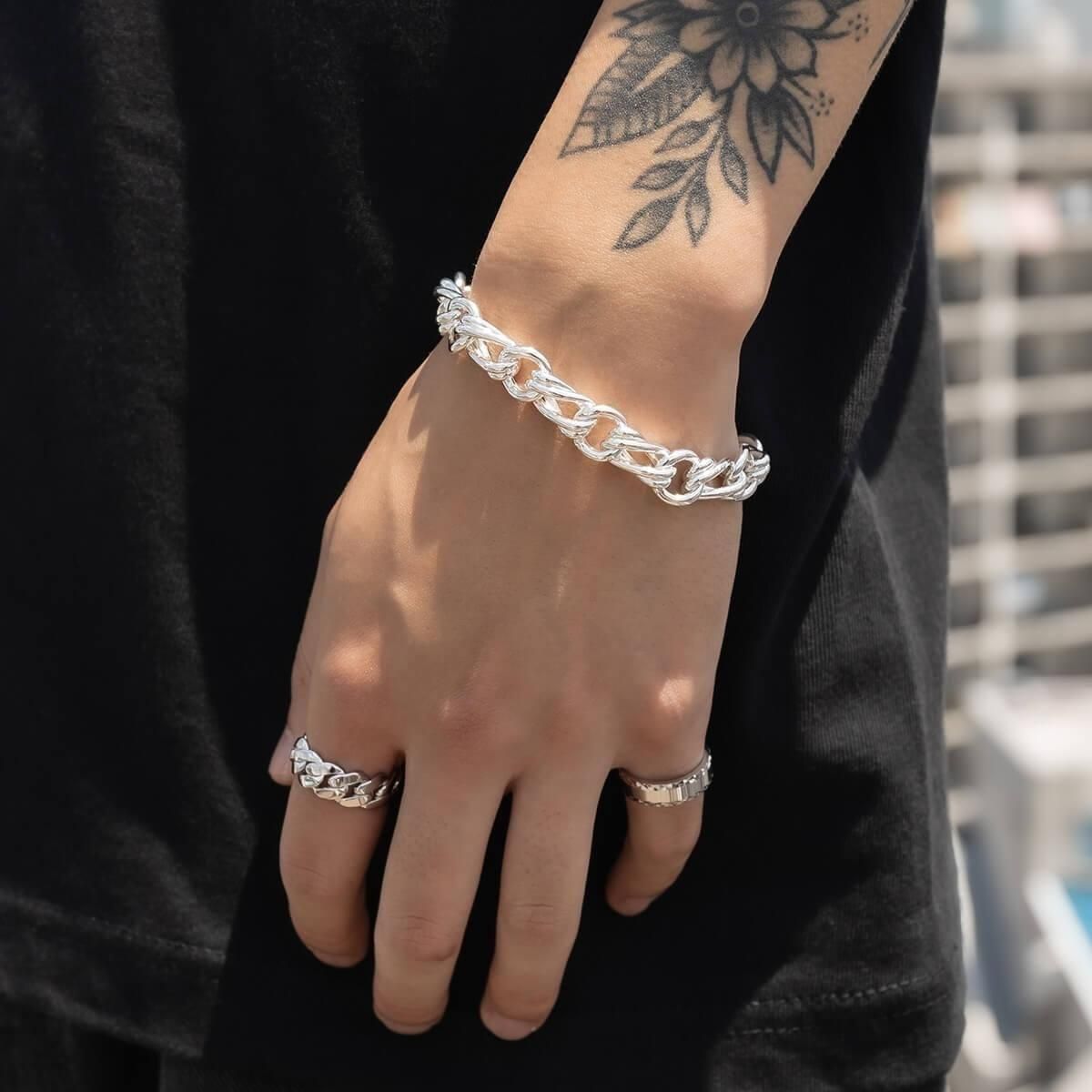 シルバー ブレスレット 幅11mm 19cm-23cm GIU727-SS - AVALANCHE