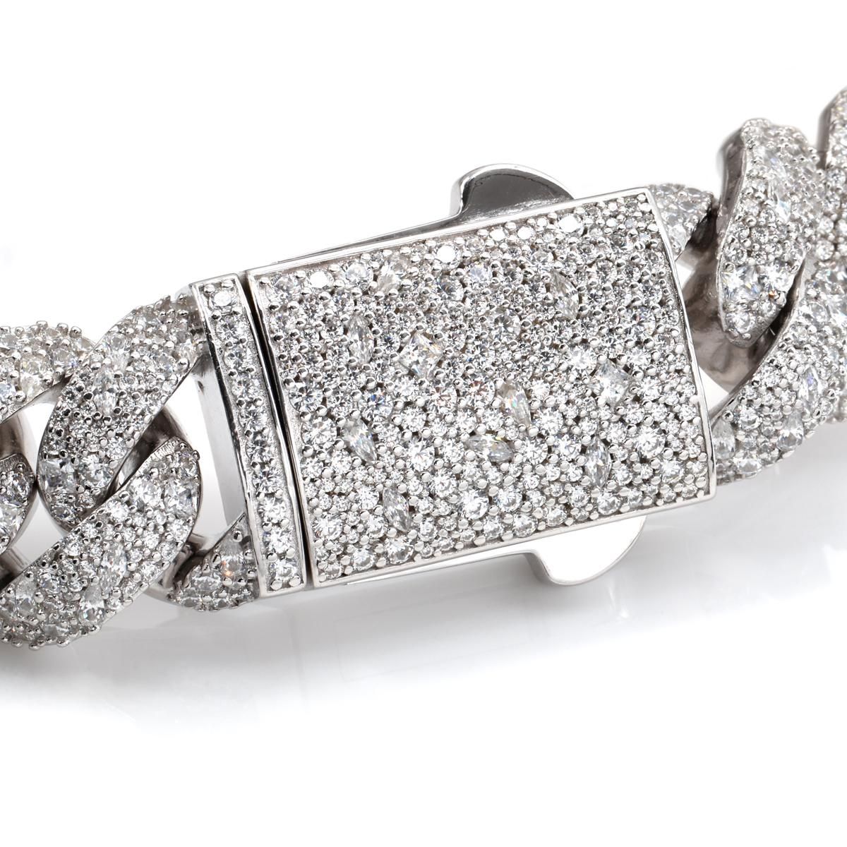 マイアミブレスレット シルバーゴールド モアサナイト18cm シルバー