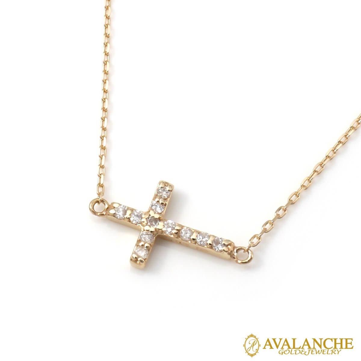 ダイヤモンド 10K ゴールド サイドクロスネックレス 35cm-38cm