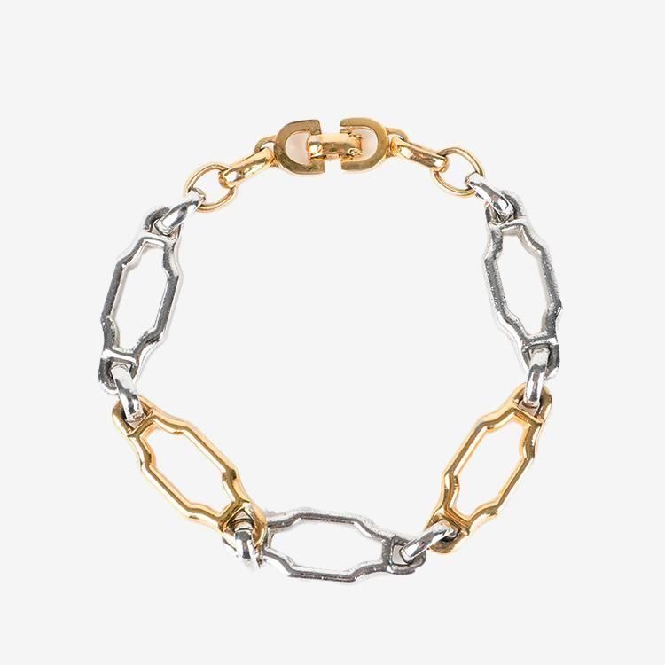Dior ディオール ミックスチェーンブレスレット シルバー× ゴールド