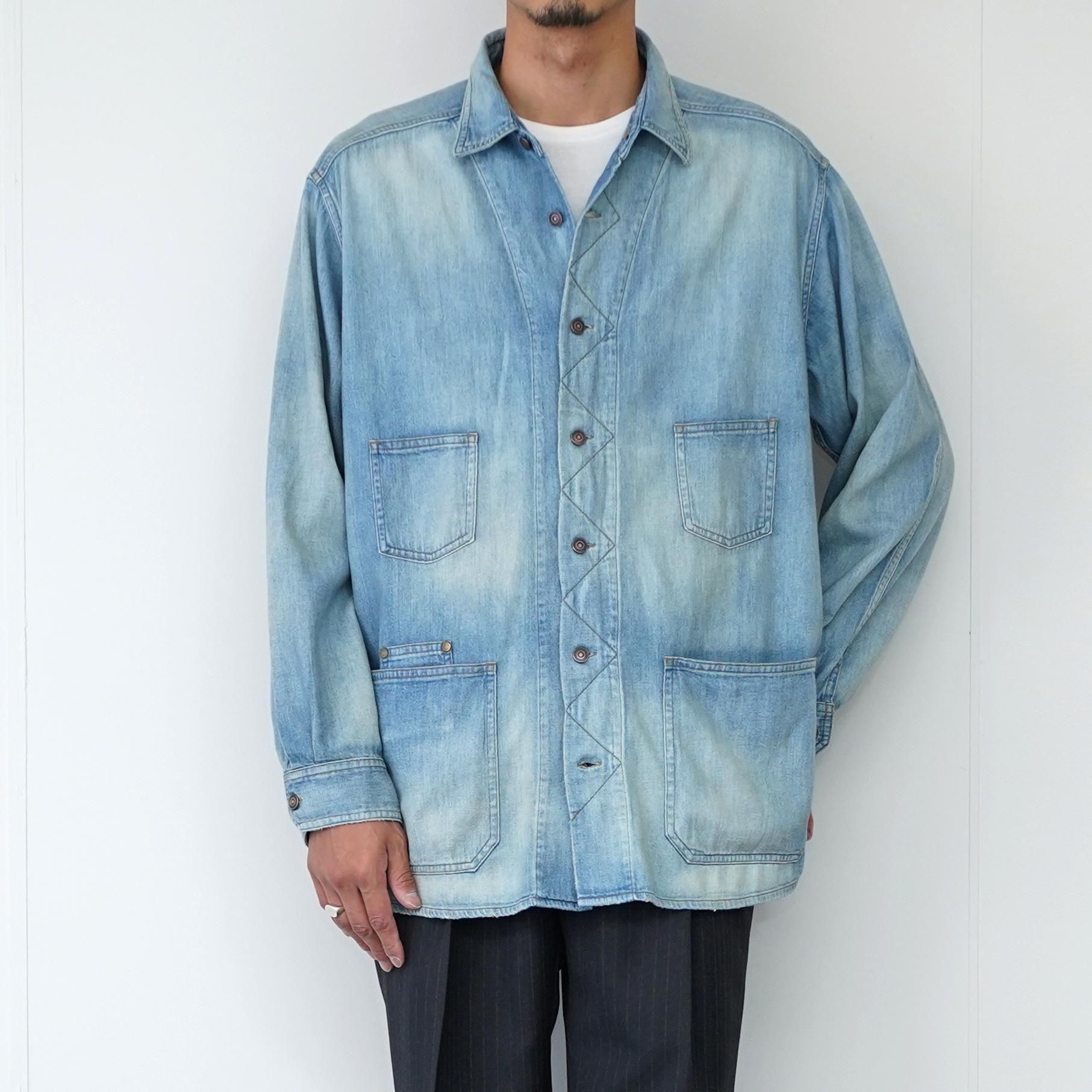 MAATEE&SONS】DENIM SHIRTS COVERALL FADE INDIGO - THIRTY' THIRTY' STORE