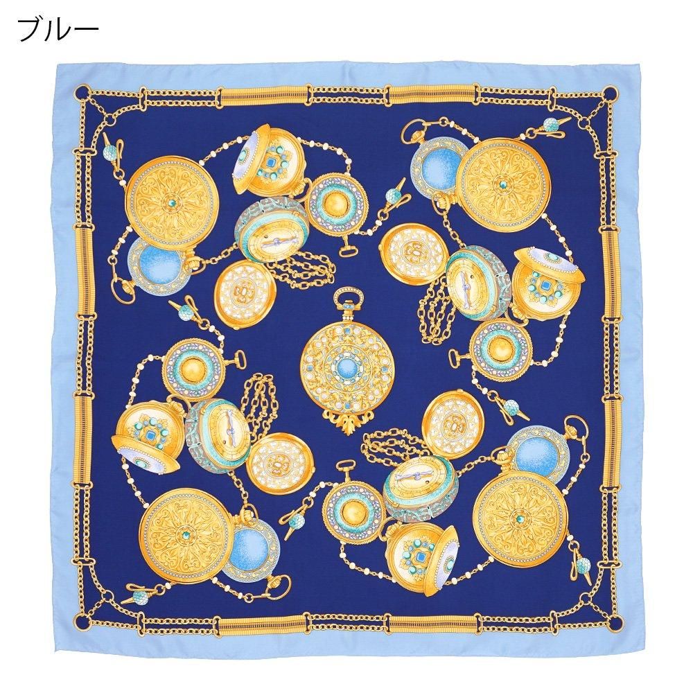 懐中時計(CET-052) 伝統横濱スカーフ 大判 シルクツイル スカーフ