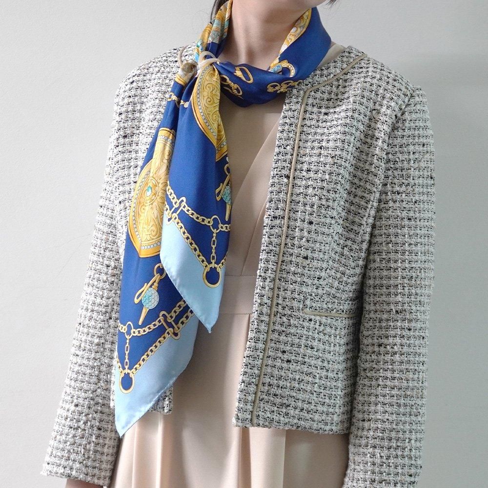 懐中時計(CET-052) 伝統横濱スカーフ 大判 シルクツイル スカーフ