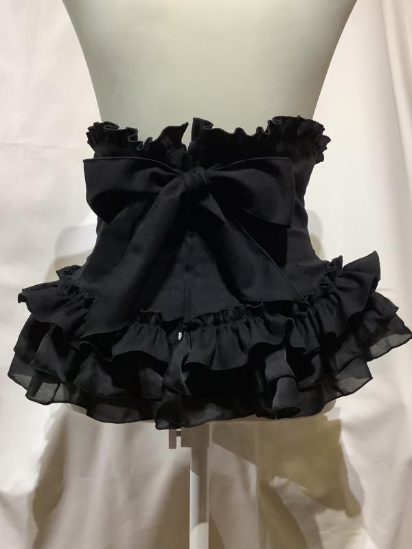 総フリル編み上げコルセット：黒 - MARBLE ~online shop~