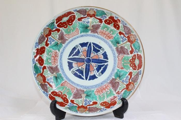 A-1363伊万里焼色染付十字花文尺三寸飾大皿 - 石川県金沢の骨董品のお