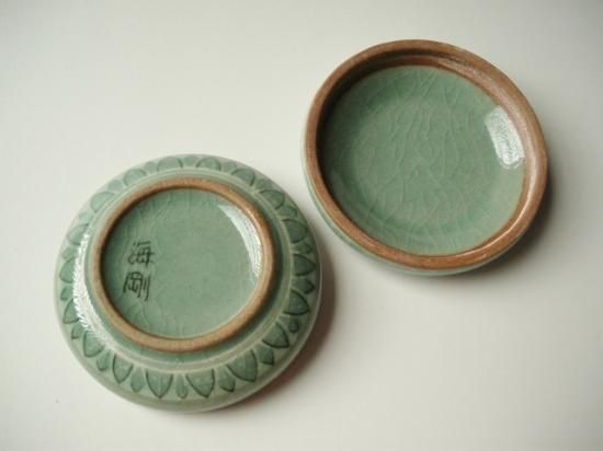 高麗青磁香合 (共箱)柳海剛 - 茶道具販売 栗林園