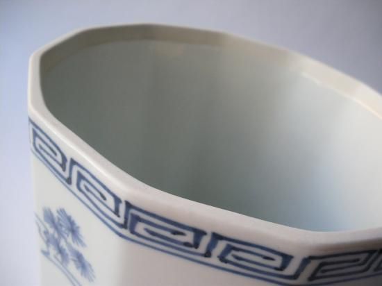 古染付写 十二角水指 (共箱)三代 紫翠窯 西村徳泉 - 茶道具販売 栗林園