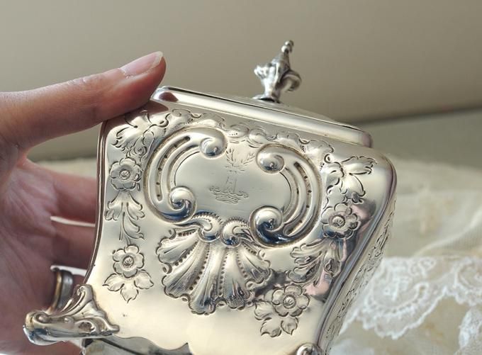 英国アンティーク銀器【シルバープレート】ティーキャディ - Edwardian