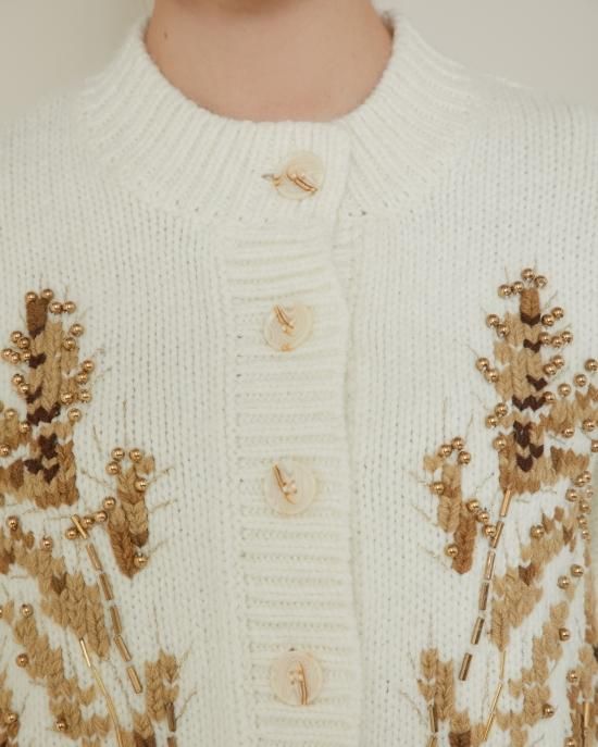 20％off】ウィート刺繍カーディガン(ブラック) - seventen