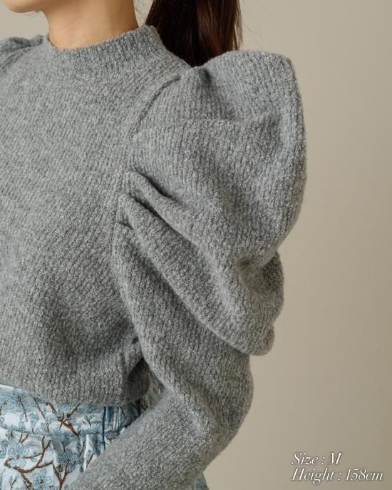 ブークレパワーショルダーニット(ブラック) - seventen