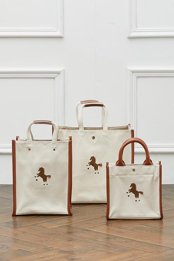 再入荷】ワンポイント刺繍トートバッグ(オフホワイト/大) - seventen