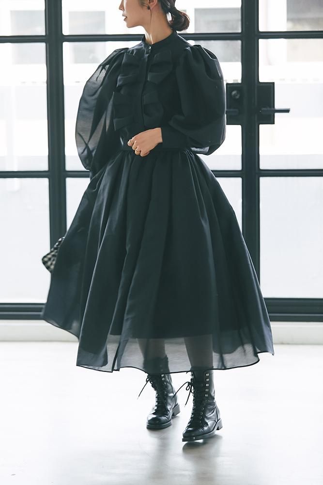 オーガンジースカート(ブラック) - seventen