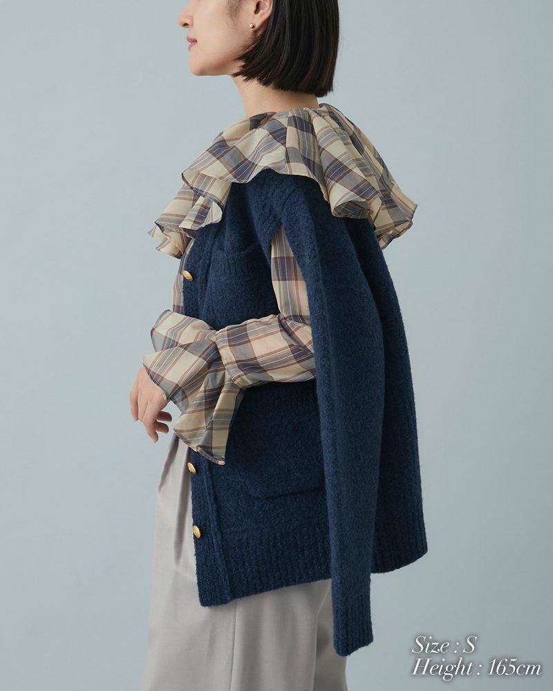 2WAYメルトンウールカーディガン(ネイビー) - seventen