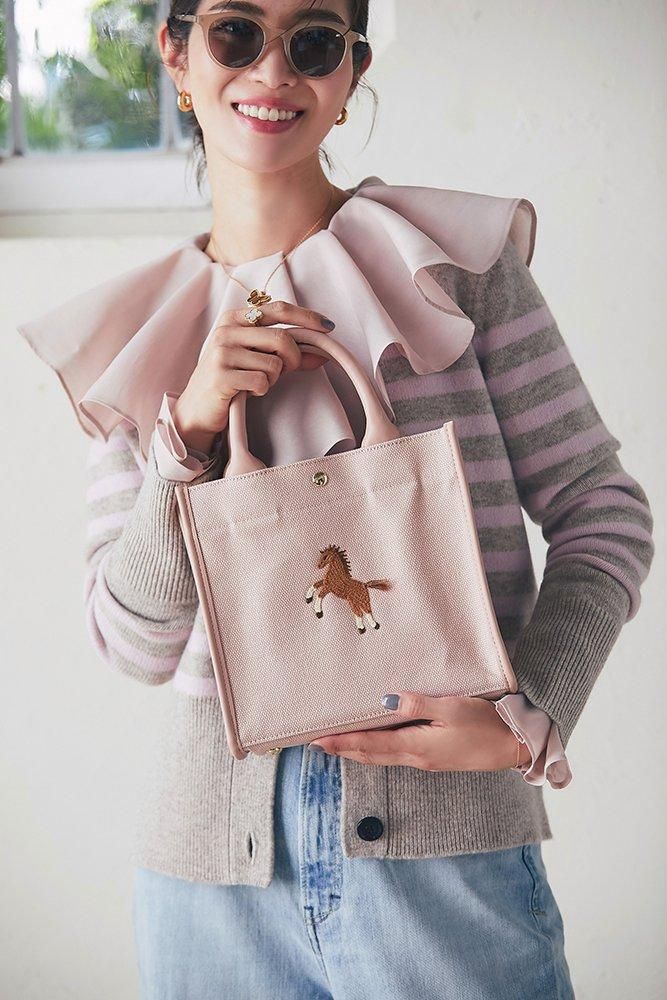 再入荷】ワンポイント刺繍トートバッグ(ピンク/ミニ) - seventen