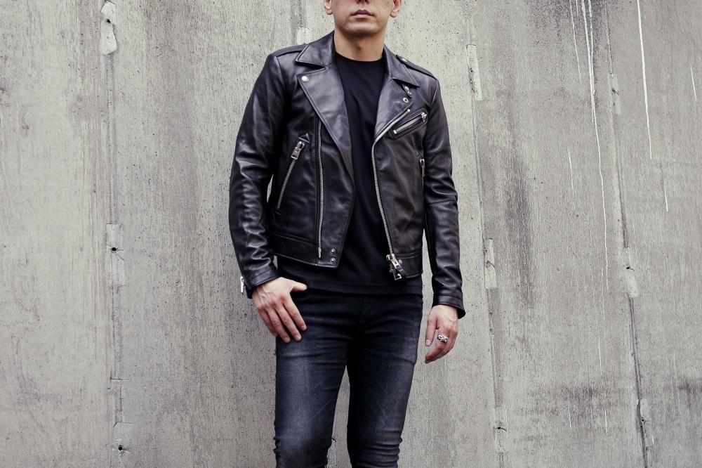 TOM FORD (トムフォード) NAPPA GRAIN LEATHER ASYMMETRIC BIKER