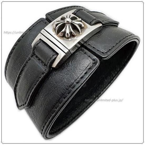 SOLD！クロムハーツ レザーブレスレット ワイド ハーネス CH プラス