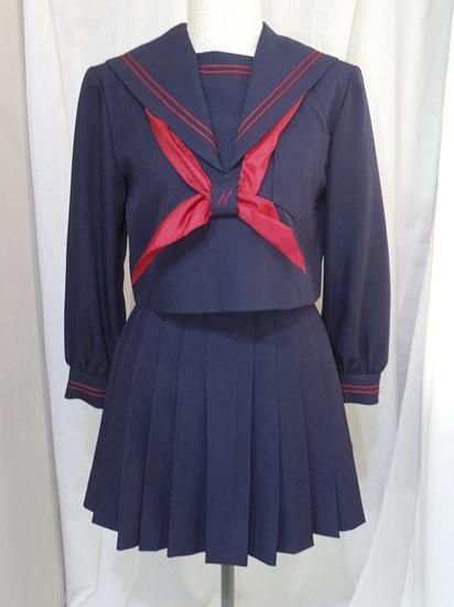 セーラー服上下冬/ミニ丈42cm＜W73-67＞(B464)中古/jk制服/日本校服