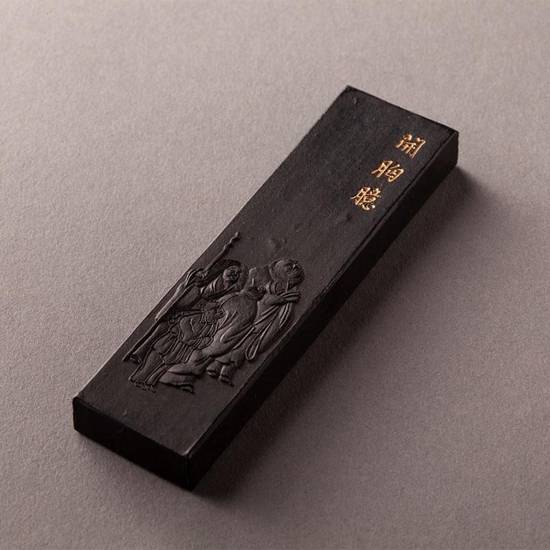 明治〜戦前墨 青墨 10丁型 龍清？ 漱金 金巻 唐墨 147g 明治〜戦前墨
