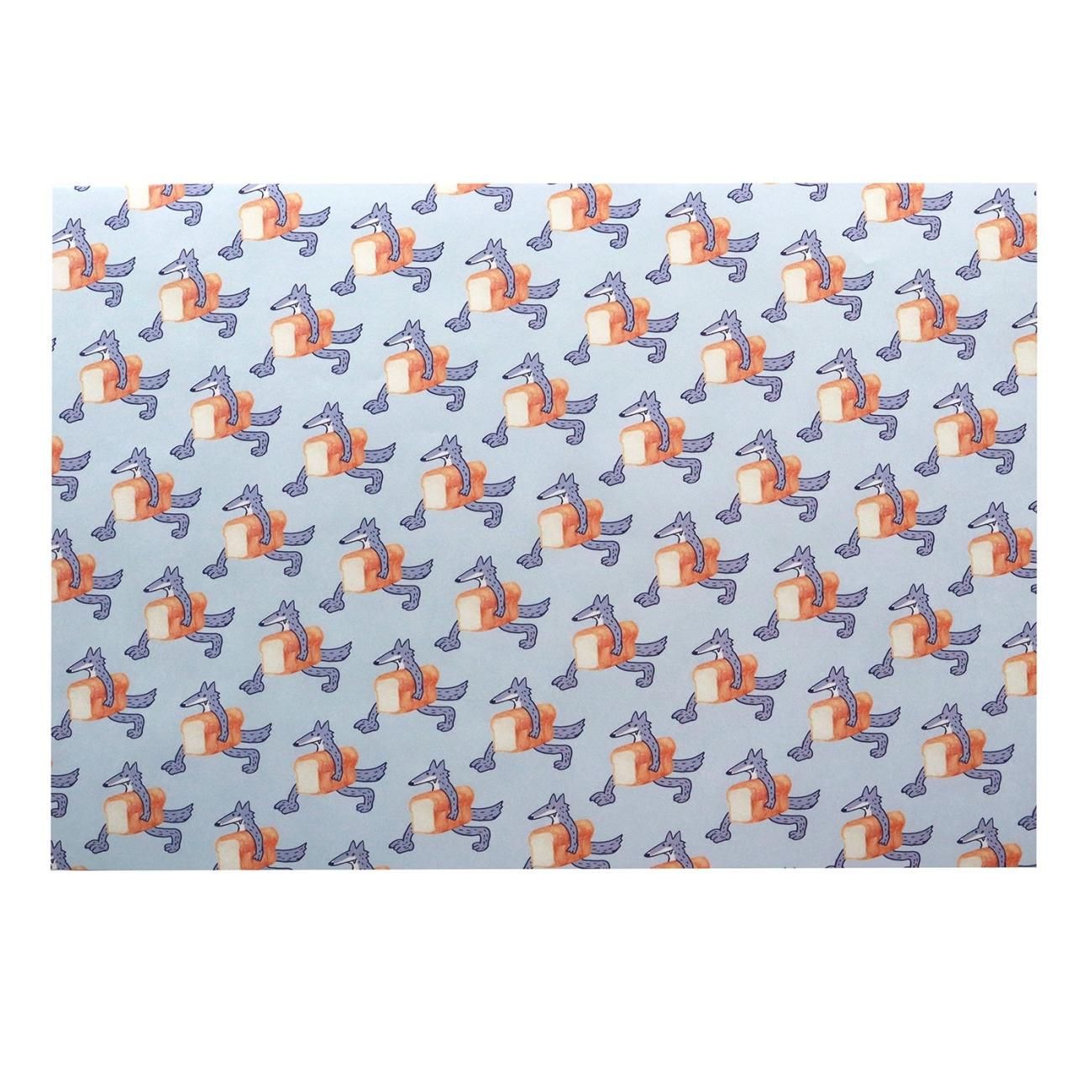 食パン運ぶオオカミ柄 ラッピングペーパー/包装紙 5枚 - おしゃれな