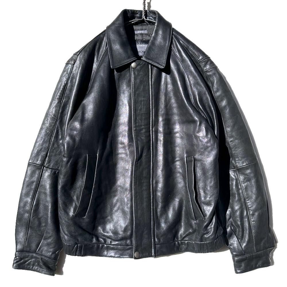 PERRY ELLIS PORTFOLIO】ヴィンテージ ジップアップ ラムレザー