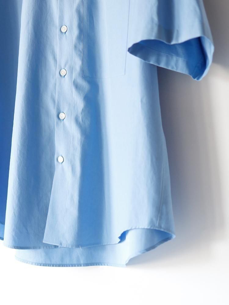 AURALEE men's / WASHED FINX TWILL BIG HALF SLEEVED SHIRT (BLUE