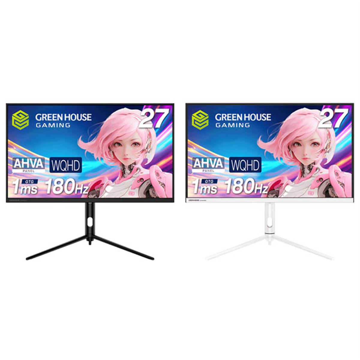 グリーンハウス、最大180Hz駆動の27型WQHDゲーミングモニター2機種