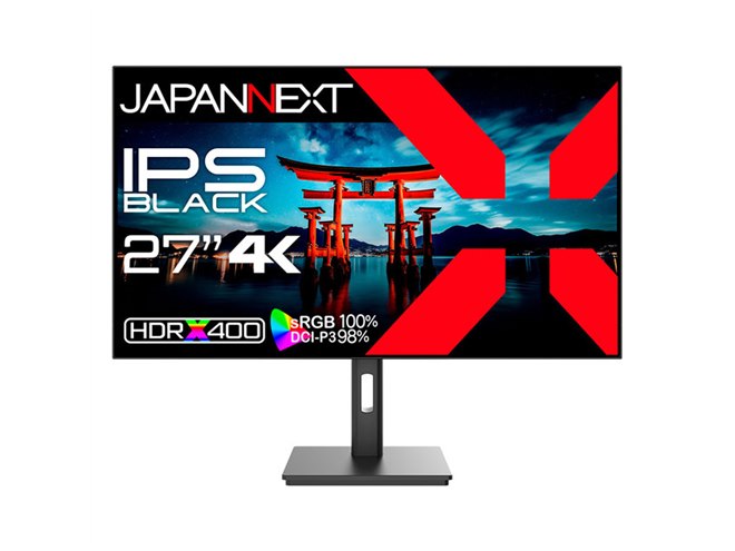 JAPANNEXT、4辺フレームレスデザインを採用した27型IPS BLACK液晶