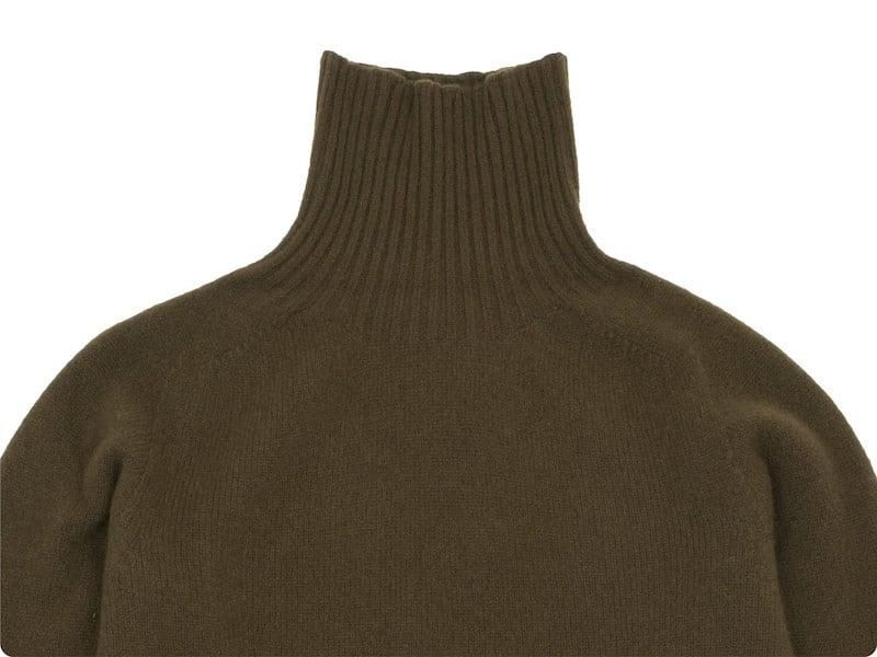 MARGARET HOWELL MERINO CASHMERE ROLL NECK KNIT 171OLIVE BROWN