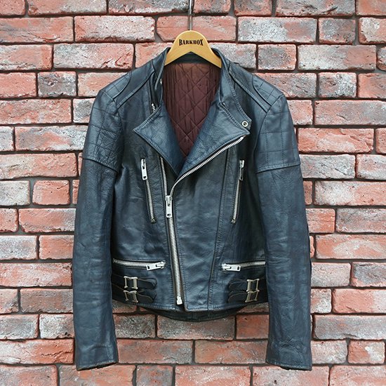 ウルフレザー ライダース 80年代 英国製 ヴィンテージ ネイビー ロンジャン