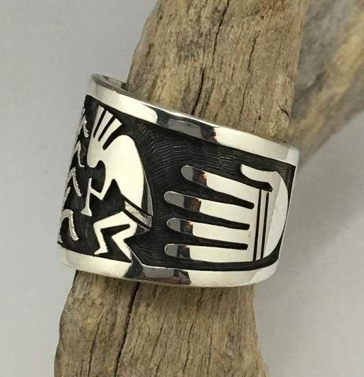 Hopi Berra Tawahongva Overlay Ring - 練馬のインディアンジュエリー