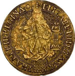 イギリス イングランド 1584-86 エリザベス1世 1ソブリン金貨 NGC AU53