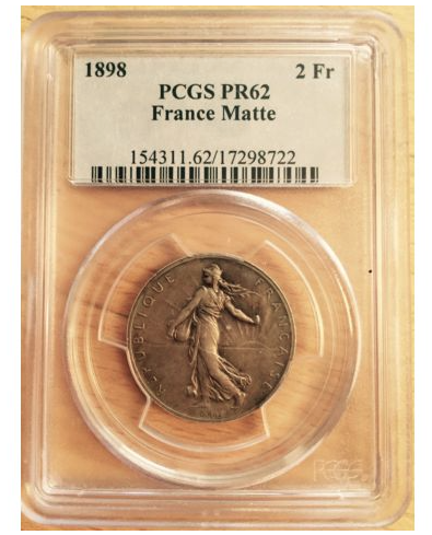 フランス 1898 2フラン 種を蒔く女神 銀貨 PCGS PR62 マットプルーフ