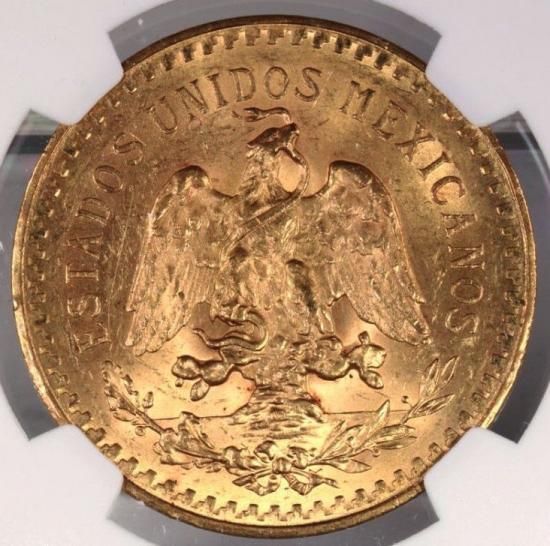メキシコ 1921 50ペソ 自由の女神と蛇喰鷲 大型金貨 人気の初年号 NGC