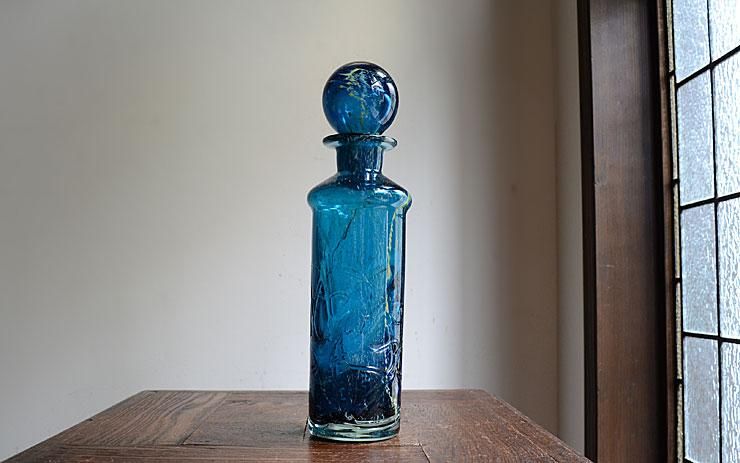 マルタ イムディーナ・ガラス ブルー色デカンタ｜アンティーク雑貨