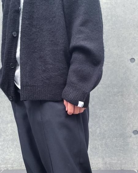 WAX (ワックス) Solid cardigan (モヘアタッチカーディガン) BLACK