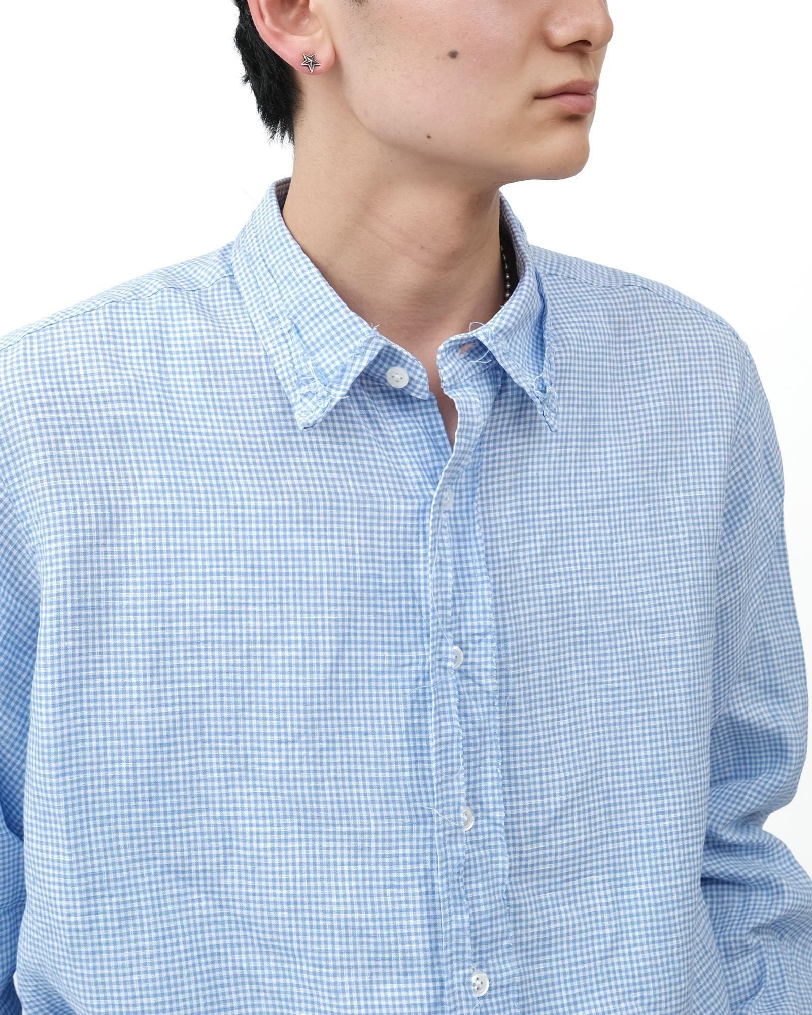 ensou. Rough Cut Shirt #Pale Blue Gingham [E14S002]｜Silver and