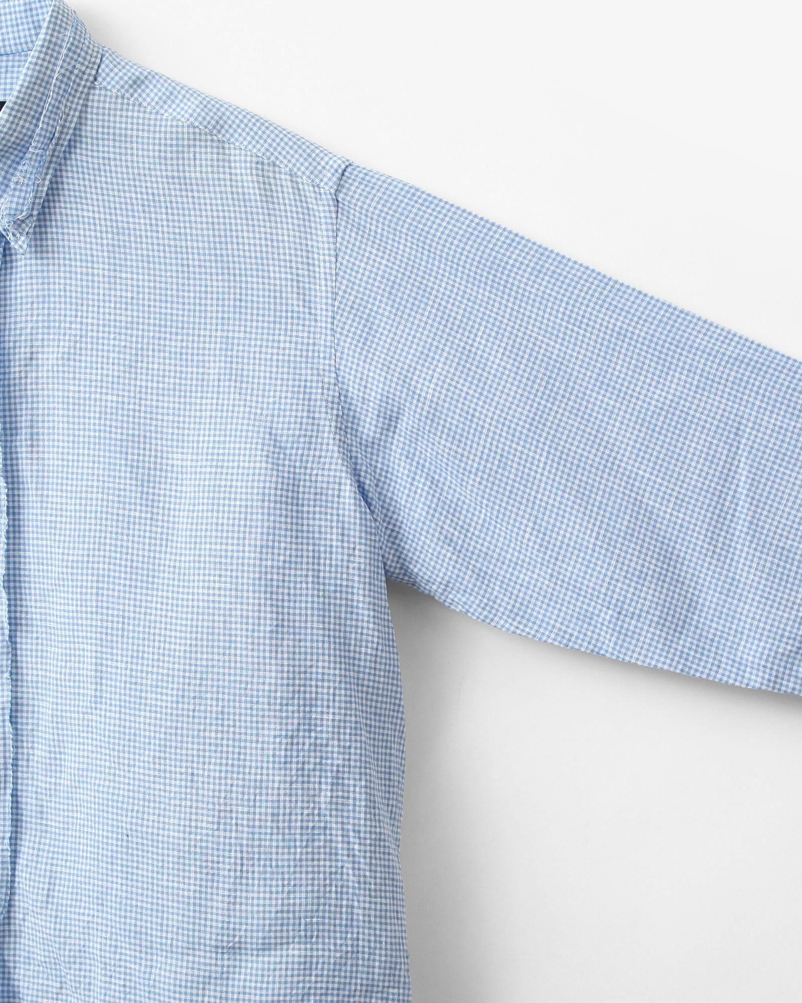 ensou. Rough Cut Shirt #Pale Blue Gingham [E14S002]｜Silver and