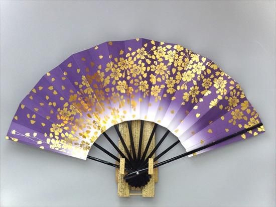 舞扇子の扇亘】A38 舞扇子 紫天ぼかし 金箔桜【京扇子・扇子・子供