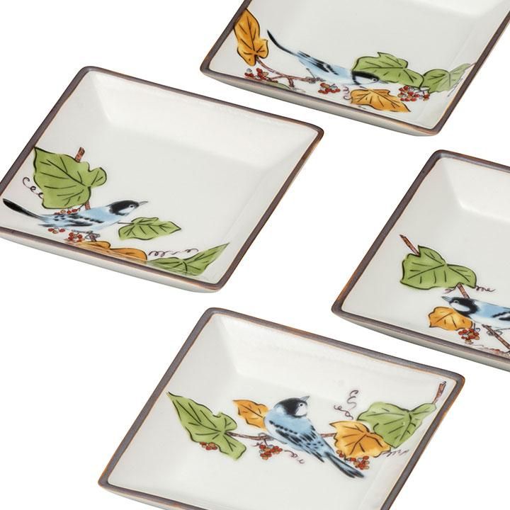 3号皿揃 ぶどうに鳥