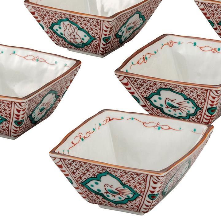 5号小鉢揃 赤絵間取