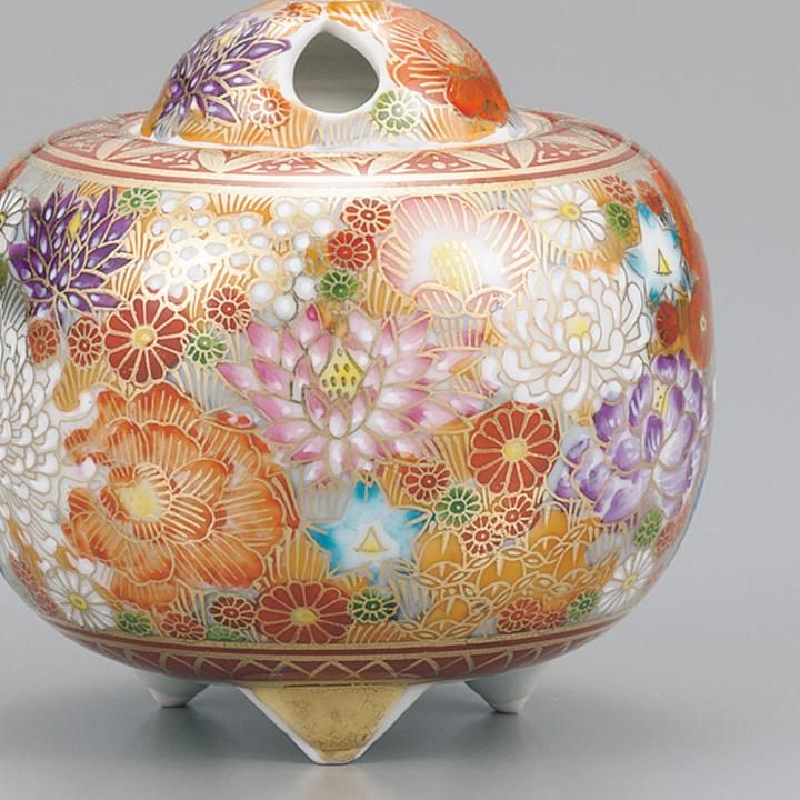 3.5号香炉 金花詰 木箱入り - 和食器の通販なら九谷焼専門店の陶らいふ