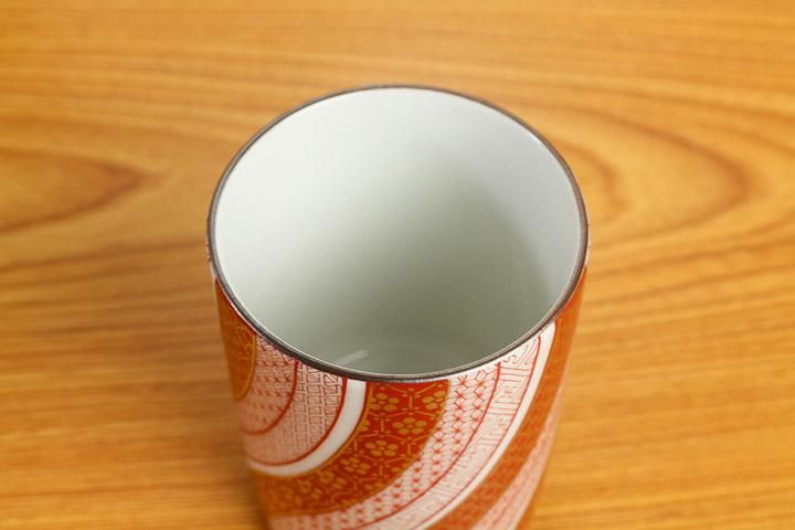 九谷湯呑 赤絵/青郊窯