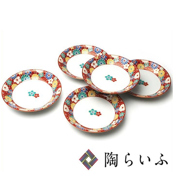 5号皿揃 梅菊紋/青郊窯