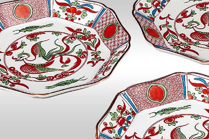 6.5号皿揃 赤絵鳳凰