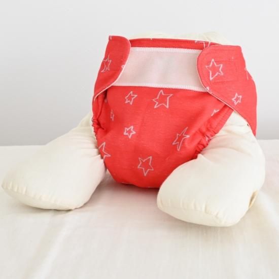 布おむつカバー テープカバー Simple Kucca☆STAR（紅） Mサイズ