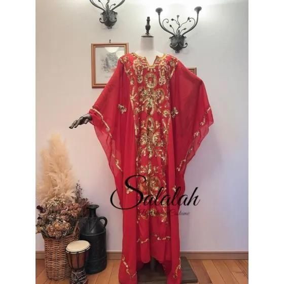 エジプト製 ハリージドレス レッド kj_0181 - ベリーダンス衣装